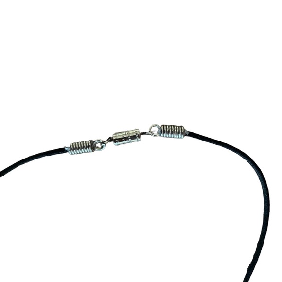 Black cord turquoise loops jewelry necklace - Picture 7 of 9